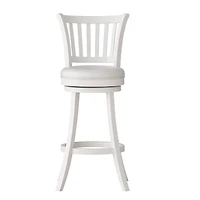 Lot de 2 tabourets de bar pivotants d'intérieur CorLiving Winston blancs avec assise en similicuir et dossier haut à lattes verticales