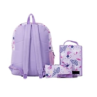 Jetstream 4pcs Full School Day Backpack set, Purple Unicorns