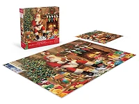 Ceaco Santa by the Fireplace 500-Piece Interlocking Jigsaw Puzzle for Adults Ages 14+