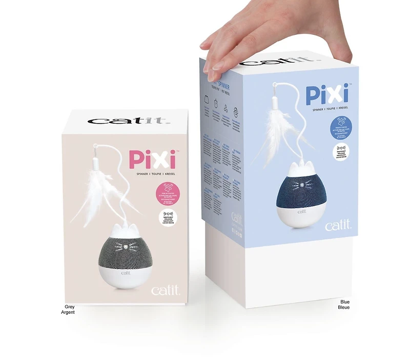 Catit PIXI Spinner Electronic Cat Toy, White & Grey