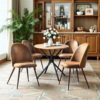 Homy Casa 2-Pack Brown Faux Suede Upholstered Dining Chairs with High Back Armless
