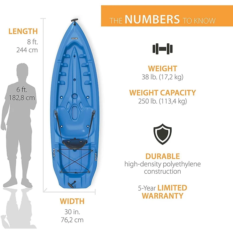 LIFETIME Lotus 96" Sit-On Kayak with Paddle, Blue