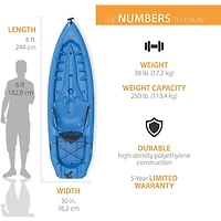 LIFETIME Lotus 96" Sit-On Kayak with Paddle, Blue
