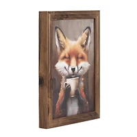 DesignOvations Emry Happy Fox Tea Cup Framed Art, 10.25in H x 8.38in W x 1.08in D