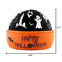 Projection de Lumière d'Halloween sur Table avec Ombres et Fantômes Effrayants (Blanc)