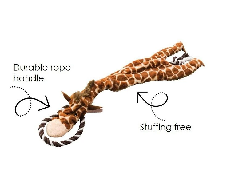 SPOT Skinneeez Extreme Jungle Giraffe Stuffing Free Plush Tug Dog Toy