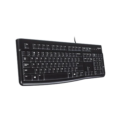 Logitech K120 Clavier Filaire pour Windows, USB Plug-and-Play, Taille Standard, Résistant Eclaboussures, Barre D'Espacement Incurvée, Compatible PC, Ordinateur Portable - Noir
