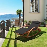 Lit de repos extérieur en bois de cèdre avec tissu et auvent en textilène noir