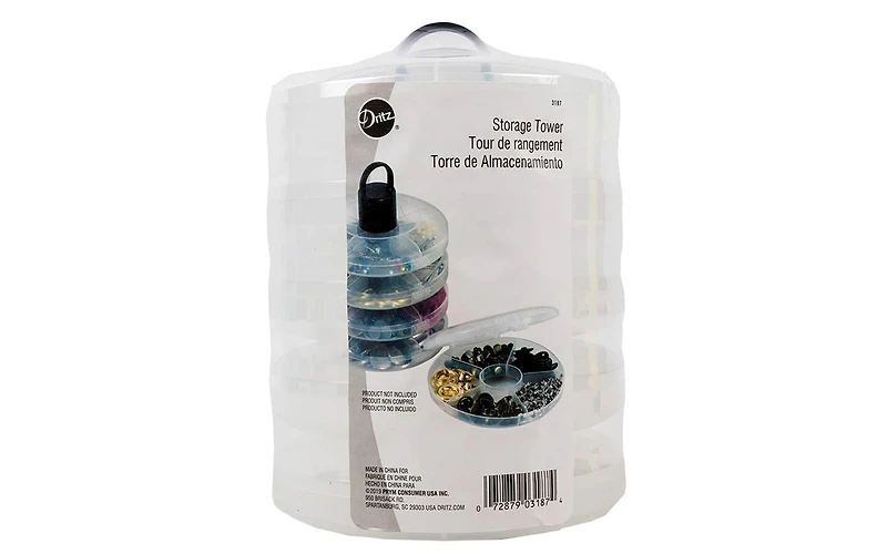Dritz Storage Tower with Removable Compartments, Clear