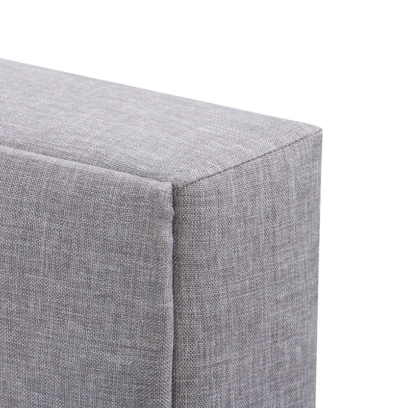 CorLiving Bellevue Adult Twin Upholstered Bed Frame with Wide-Rectangle Tufted Headboard and Slats - No Box Spring Required