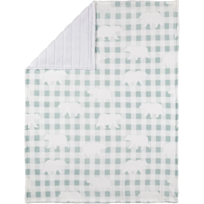 Safdie & Co. Jeté Fausse Fourrure Carreaux Aqua Ours
