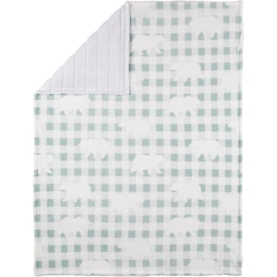 Safdie & Co. Jeté Fausse Fourrure Carreaux Aqua Ours