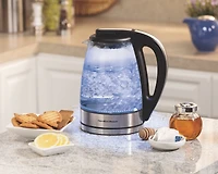 Hamilton Beach Electric Glass Kettle, 1 Liter Compact Cordless Electric Kettle with Soft Blue LED Illumination, 1500 Watts, 40930JC