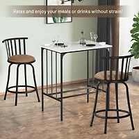 Homylin Barstool Set of 3, Industrial Style, Height Adjustable Swivel Counter Chairs Set with Upholstered Backrests.
