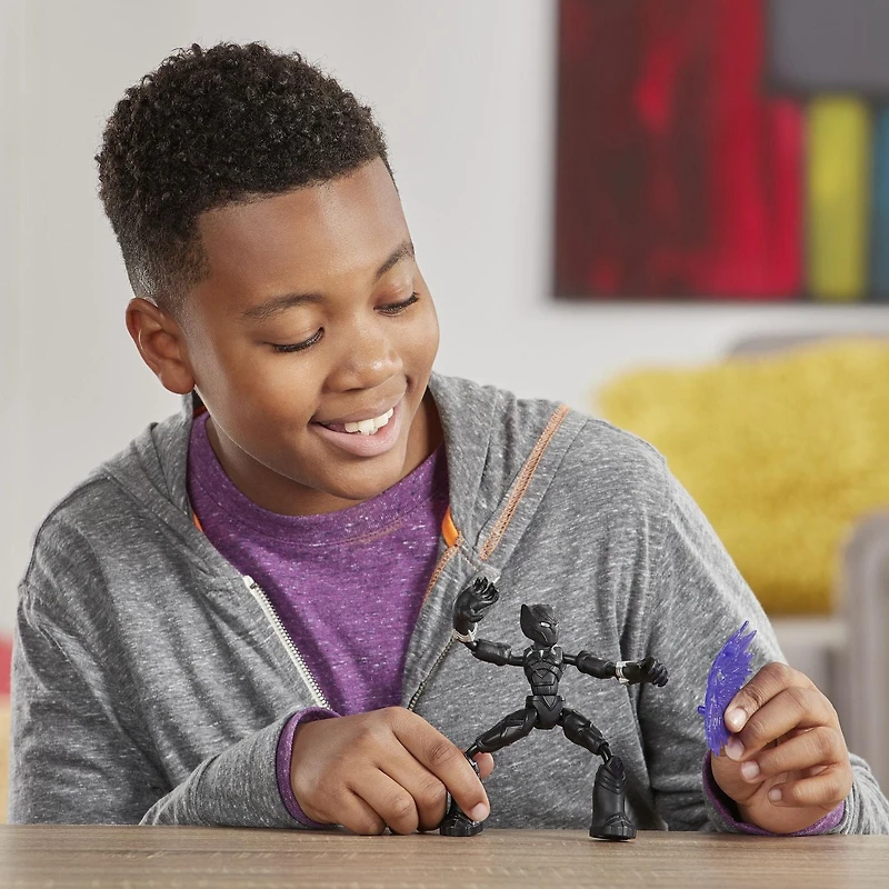 Marvel Avengers Bend And Flex Action Figure Toy, 6-Inch Flexible Black Panther Figure, Includes Blast Accessory