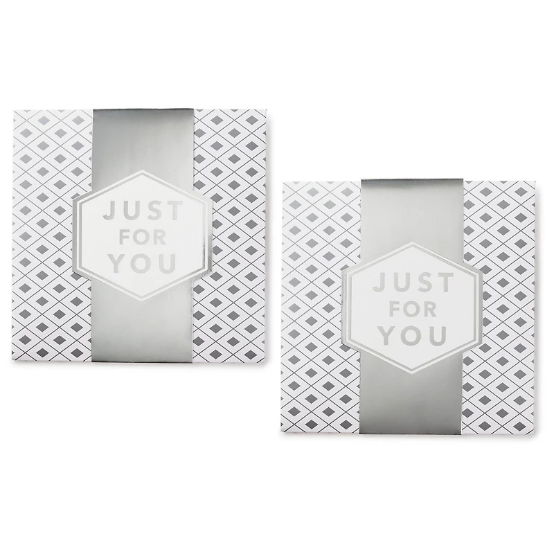 Grandes boîtes-cadeaux Hallmark de 10 po et bandelettes (paquet de 2 : argenté et blanc, « Just for You ») pour les mariages, les remises des diplômes, Noël, la Saint-Valentin, les fêtes