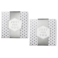 Grandes boîtes-cadeaux Hallmark de 10 po et bandelettes (paquet de 2 : argenté et blanc, « Just for You ») pour les mariages, les remises des diplômes, Noël, la Saint-Valentin, les fêtes