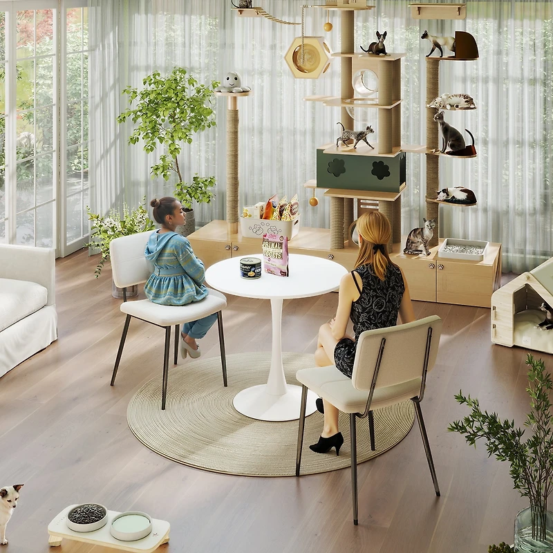 Bureau rond Homy Casa de 80 cm avec piètement en métal pour bureau ou maison