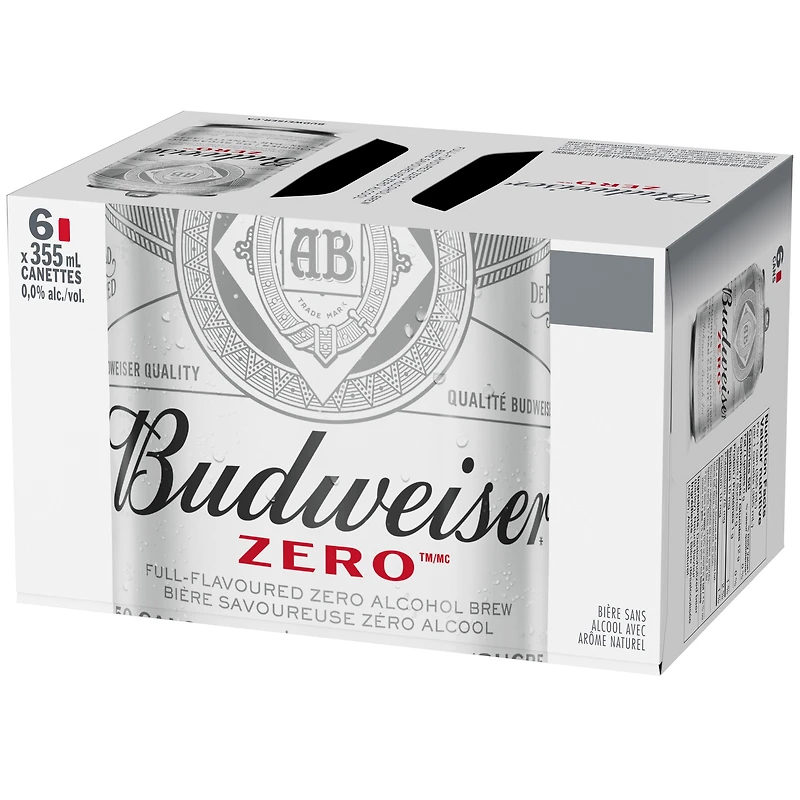 Budweiser Zero Non-Alcoholic Beer 6x355ml Cans, 0.0% Fully Brewed Non-Alcoholic Beer