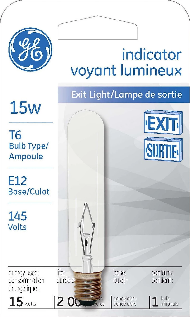 Lampe d’électroménager T6 GE 15 W – paquet de 1