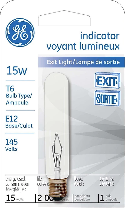 Lampe d’électroménager T6 GE 15 W – paquet de 1