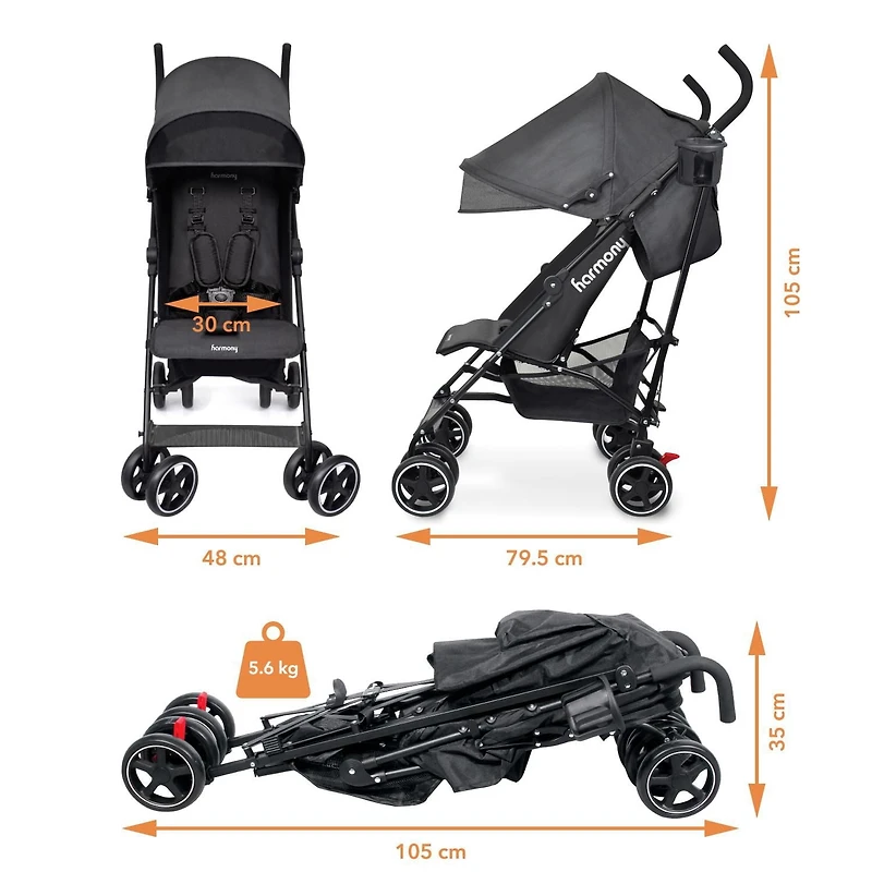Poussette Parapluie Pliable Harmony Aspire Deluxe