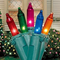 Mini guirlandes de Noël lumineuses dotées de 100 ampoules à incandescence, multicolores, avec fil vert, de 19,2 pieds, Holiday Time Espace entre les ampoules de 3,25 po (8,2 cm)