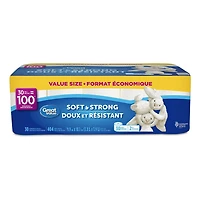 Great Value, Septic Safe Toilet Paper, 30 Family Equal 100 Rolls, 404 tissues per roll