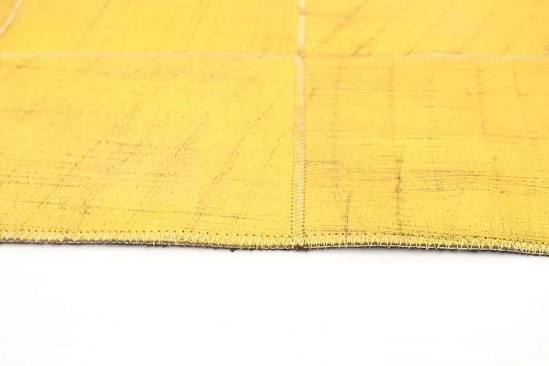 ECARPETGALLERY 5'0" x 8'0" Contemporary Cowhide Patchwork Handmade Area Rug for Living Room, Dining Room and Bedroom in Yellow