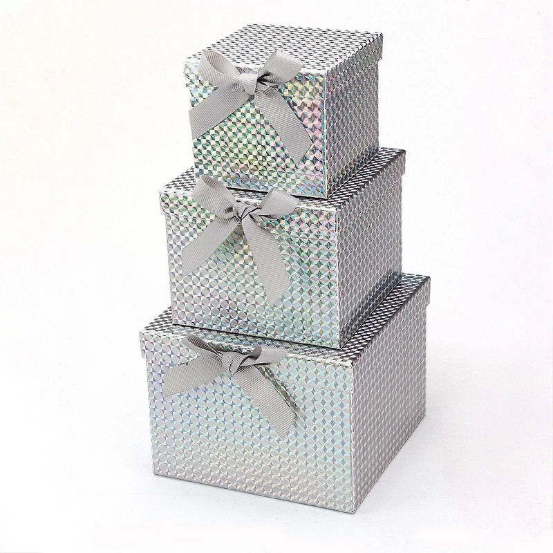 Boites Cadeaux Noel, Argent, 3 pcs