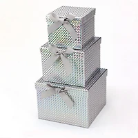 Boites Cadeaux Noel, Argent, 3 pcs