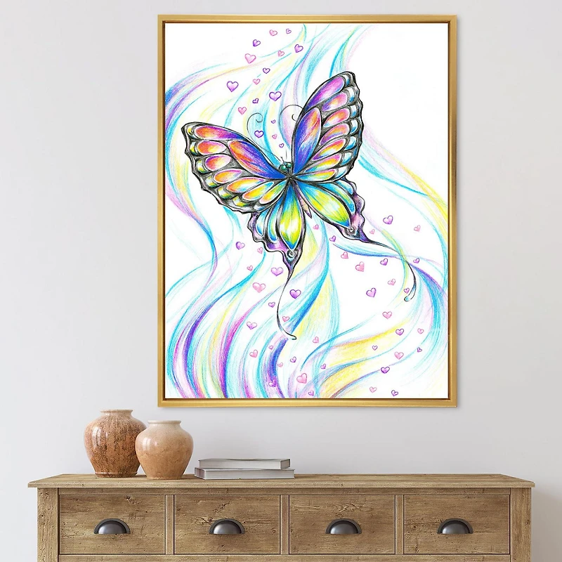 Designart Papillon irisé ART MURAL À CADRE FLOTT