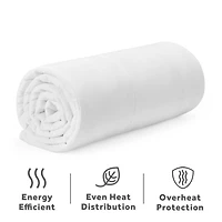 Sunbeam Quilted Electric Heated Mattress Pad 12 Heat Settings Auto Shut-Off Fast Heating White Full 54 x 75