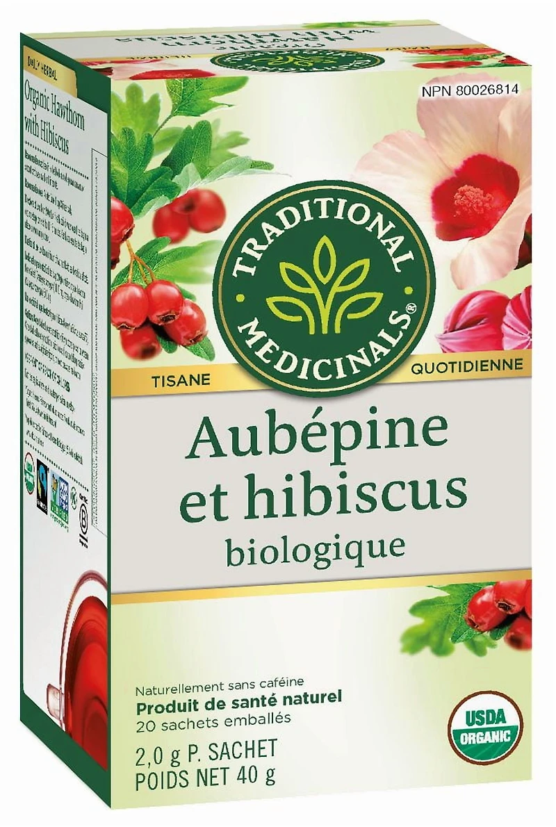 Aubépine et hibiscus biologique Traditional Medicinals