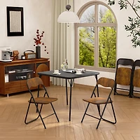 Homy Casa Foldable Black PVC & Metal Dining Table, Space-Saving and Durable for Home Use