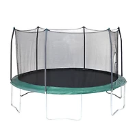 SKYWALKER TRAMPOLINES 15 FT, Round, Green Outdoor Trampoline for Kids with Safety Enclosure Net and Spring Pad, ASTM Approval, Rust Resistant