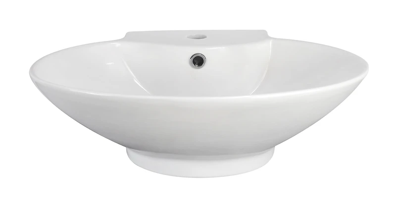 Lavabo vasque ovale blanc American Imaginations, 53,34 cm de largeur par 38 cm de profondeur, couleur blanc, pour robinet simple.