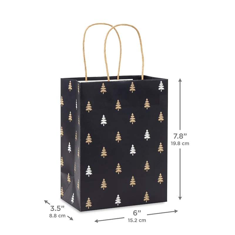 5ct Small Stiff Handle Bag Bundle, Kraft Paper Holiday Gift Bags