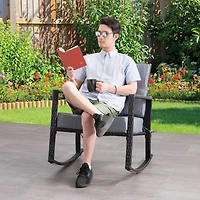 CorLiving Parksville Chaise à bascule d'extérieur en résine tressée, rotin et acier galvanisé avec coussins pour patio, jardin, porche et plus encore