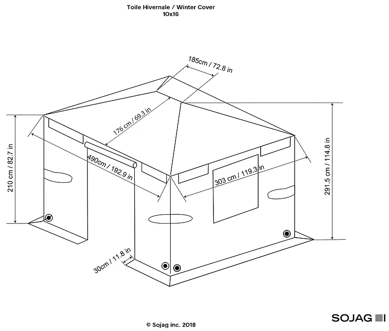 Sojag Grey Winter Cover for Gazebos, 10 ft. x 16 ft., Gazebo Accessories