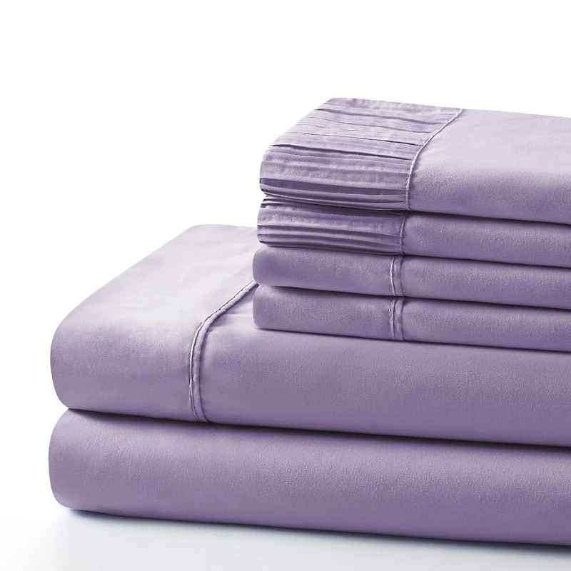 Literie Marina Décoration en rayonne de bambou ultra douce et soyeuse, toutes saisons, couleur violet