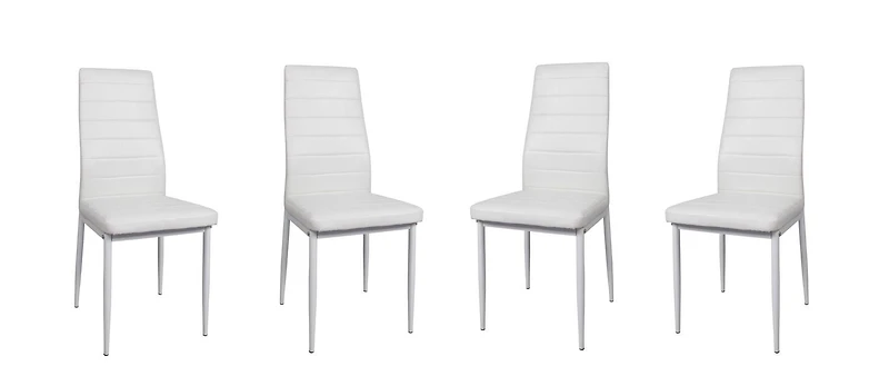 K-Living Chaises rembourrées en PU blanc Nash avec pieds en métal robustes (4 chaises par boîte)