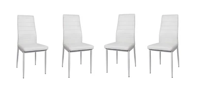 K-Living Chaises rembourrées en PU blanc Nash avec pieds en métal robustes (4 chaises par boîte)