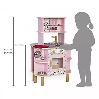 Janod Twist Cuisine - Cuisine en Bois Extensible Double Face avec 8 Accessoires - 86 cm de Hauteur - Jeu de Simulation - Pour les Enfants de 3 à 6 Ans