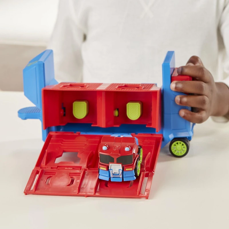 Playskool Heroes Transformers Rescue Bots Academy Flip Racers - Figurine Optimus Prime Remorque-propulseur