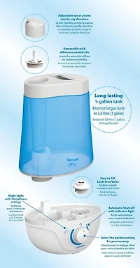 Dr. Brown’s™ Ultrasonic Cool Mist Humidifier with Nightlight, 1 gallon (3.8 litre) tank