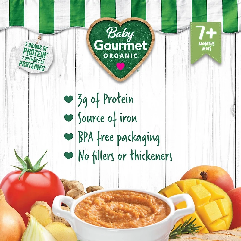 Baby Gourmet Organic Meal Fruity Chicken & Brown Rice, Puree - 128 mL