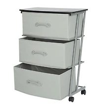 Large Chariot en tissu Pour adultes, Cadre en Métal pour Chambre, Garde-robe, Entrée, etc. Dimension:59,3 cm x 30,5 cm x 75,6 cm;Tiroir gris avec dessus en bois noir