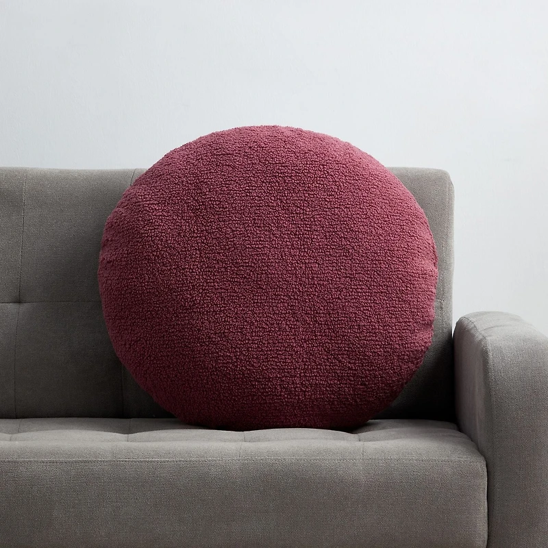 Mainstays Teddy Coussin Décoratif Rond, Gris
