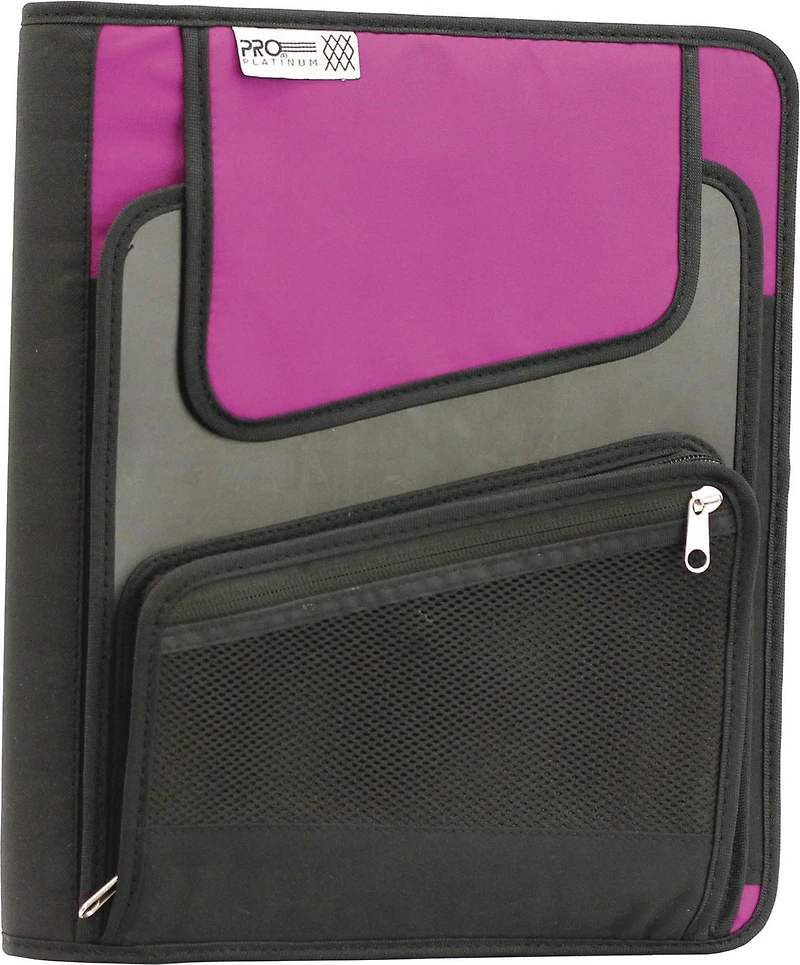 Mead Proplatinum 1.5" Vertical Zipper Binder, Zipper binder with exterior vertical storage pocket